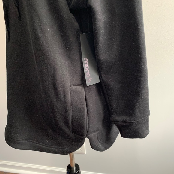 Mono B Pullover Sweatshirt Black  Women’s Med cowl neck drawstring fleece lined - Picture 6 of 16